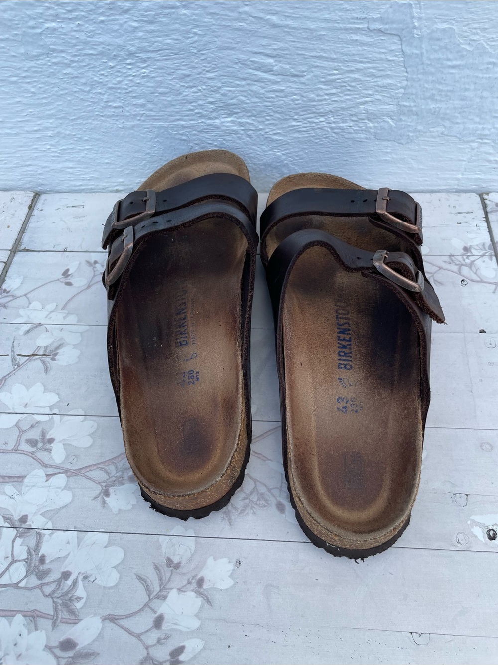 Birkenstock Men's Double-Strap Black Leather Slide Sandals - Picture 6 of 10